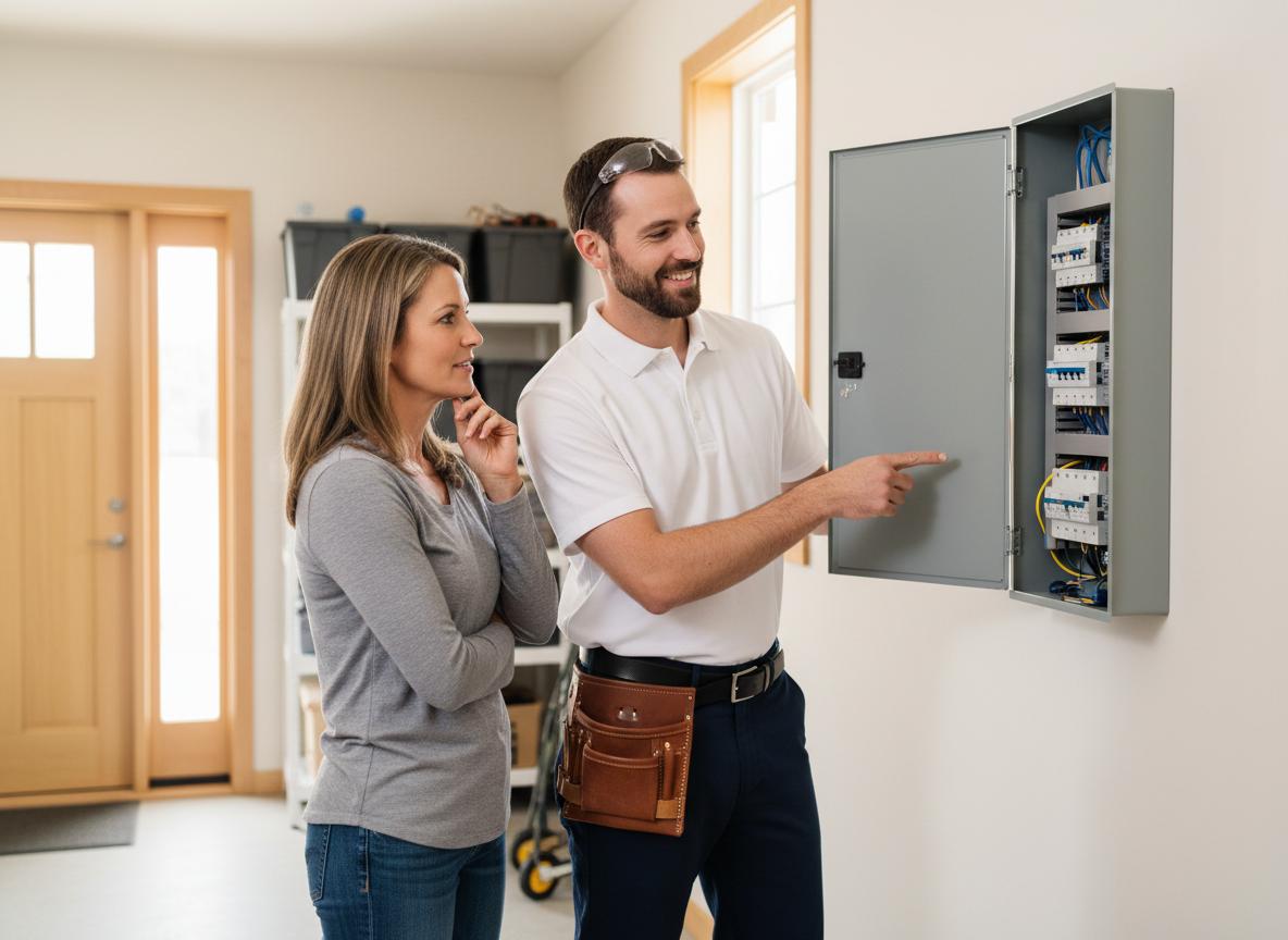 Professional electrician giving thumbs up